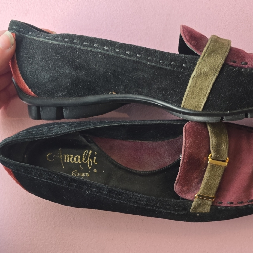 Amalfi Black and Red Loafers suede multicolour loafer - Picture 2 of 5